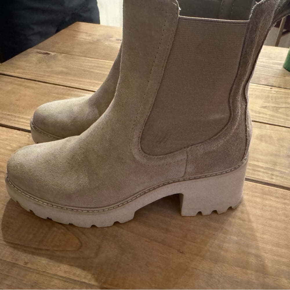 Dolce Vita Beige Suede Heeled Boots